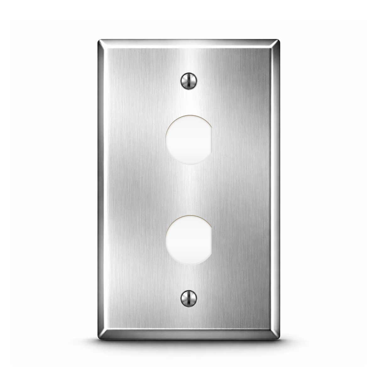 1-Gang, Standard Size, (2) Twin Axial Bulkhead Connector D Hole Openings, Metallic Finish, Metal Wall Plate Outlet Cover - Made in USA