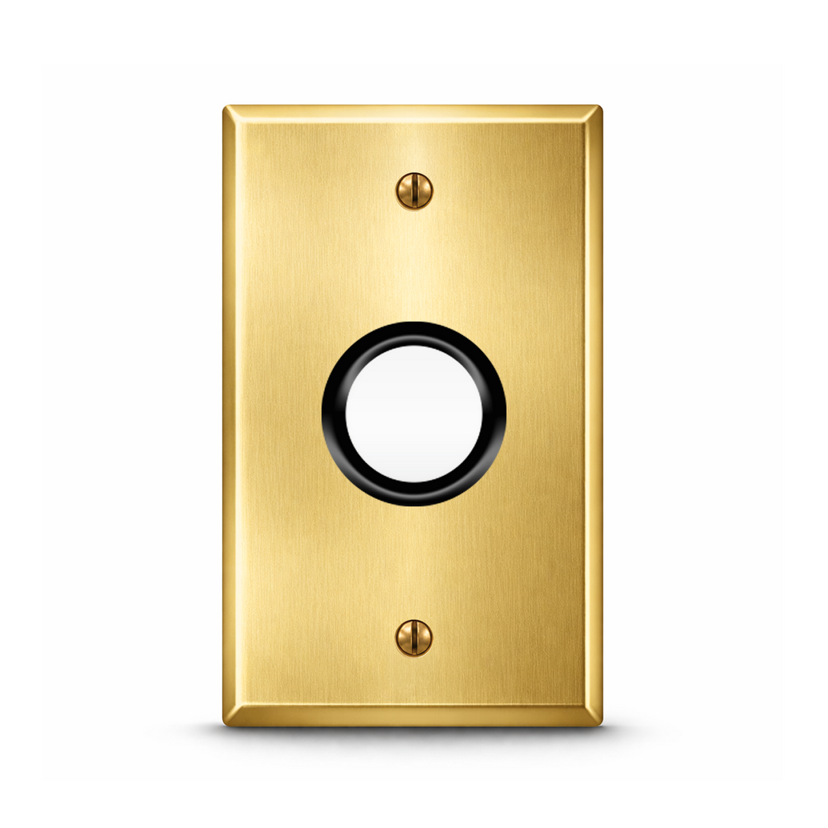 1-Gang Wallplate, Standard Size, Telephone Opening (1.405 in.) with 1 in. ID Plastic Bushing, Satin Brass Finish Metal Wall Plate Cover - Made in USA