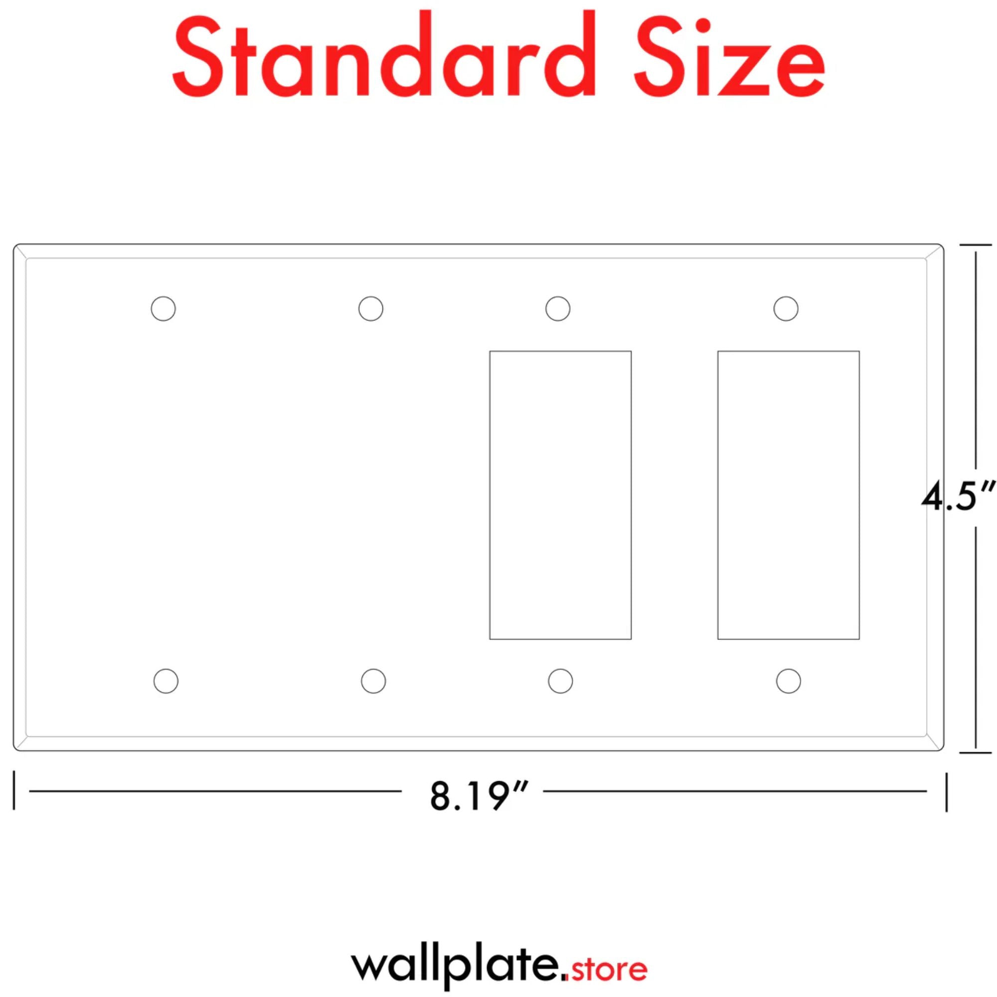 4-Gang, Standard Size, 2 Rocker/GFI & 2 Blank, Semi-Gloss White Painted Metal Wall Plate Cover -  Made in USA