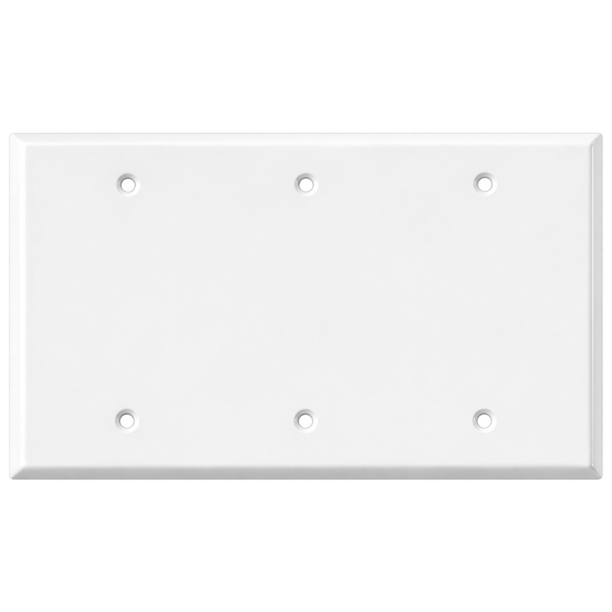 3-Gang Blank, Standard Size, White Painted Metal Wallplate