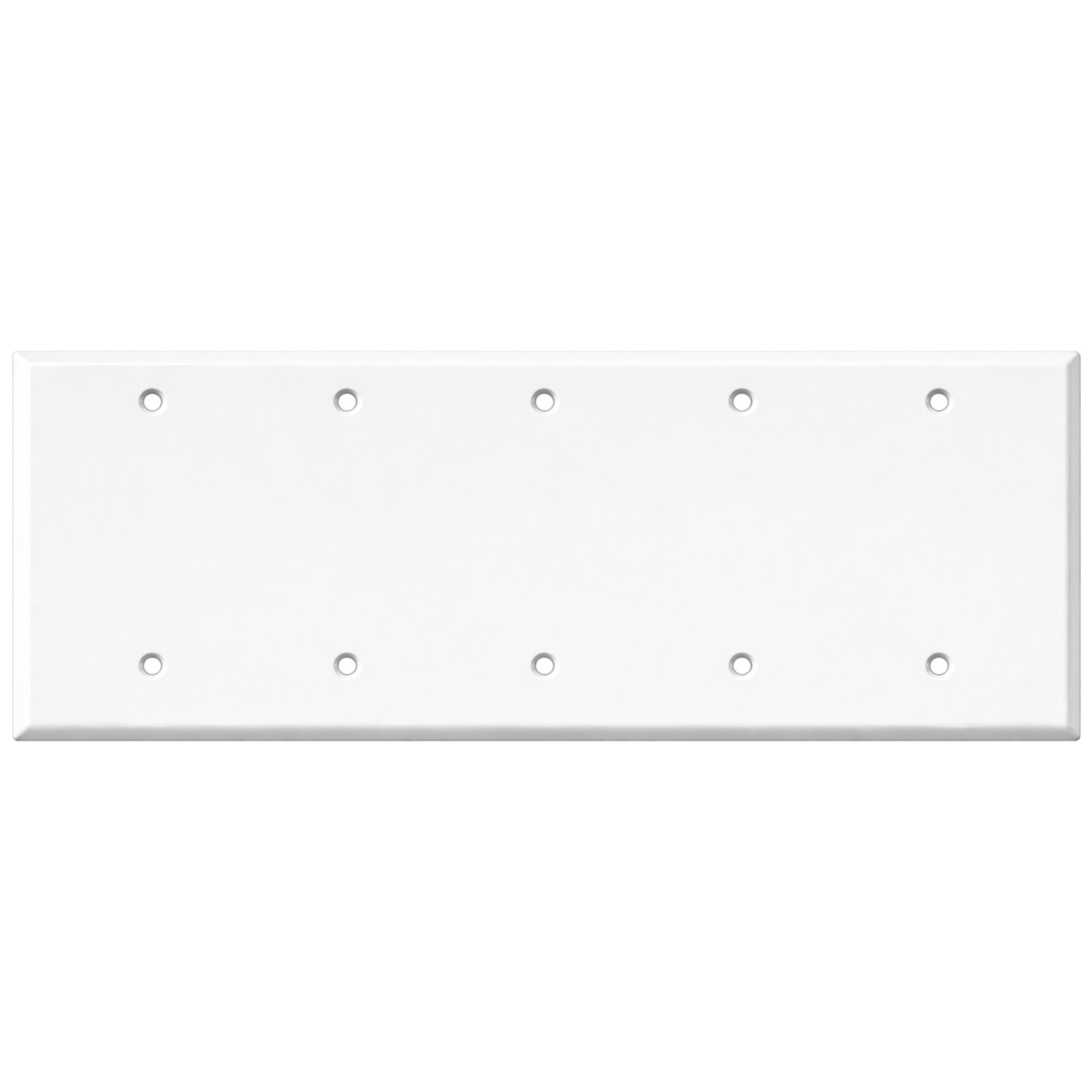 5-Gang Blank, Standard Size, White Painted Metal Wallplate