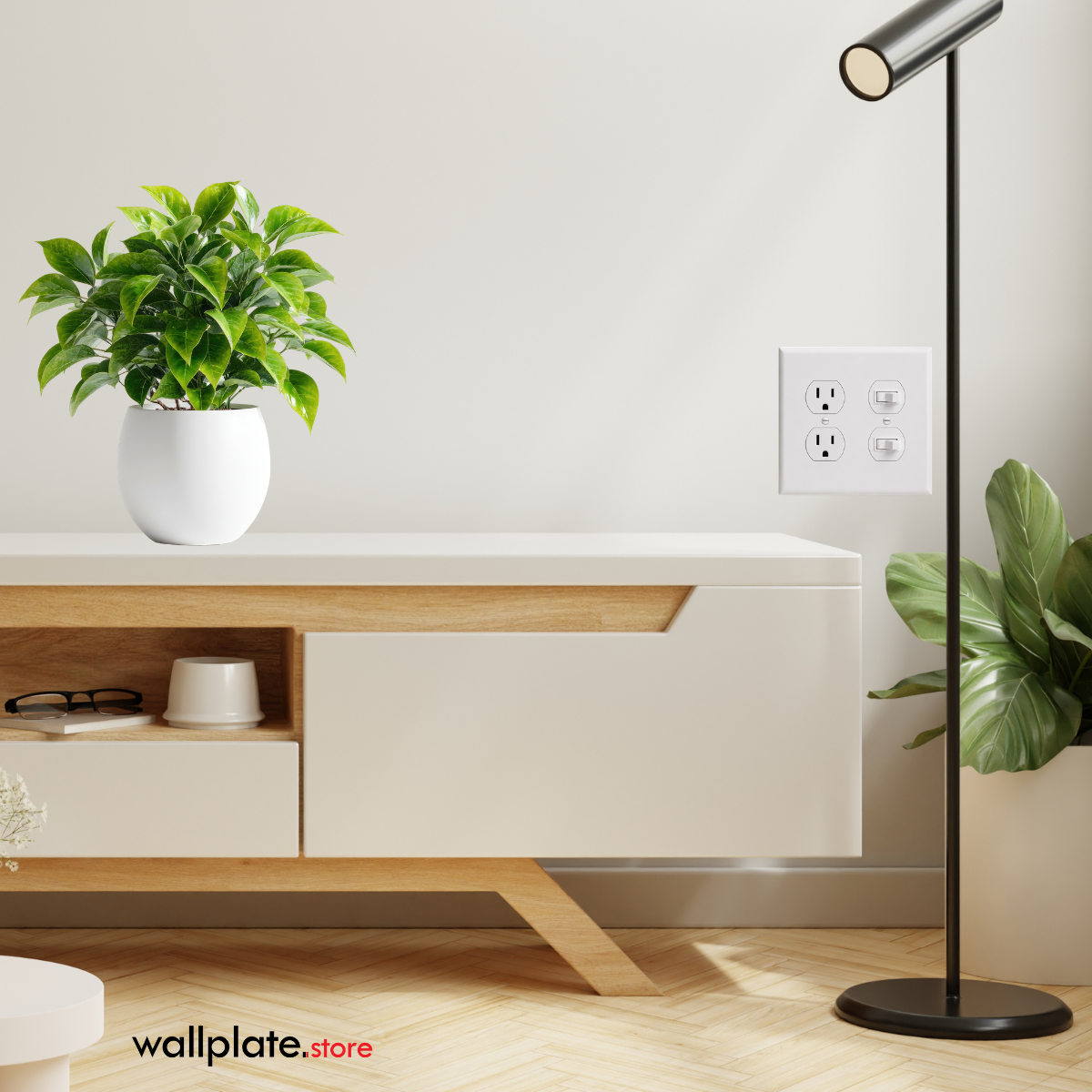 2 Gang White Metal Duplex Receptacle Wall Plate