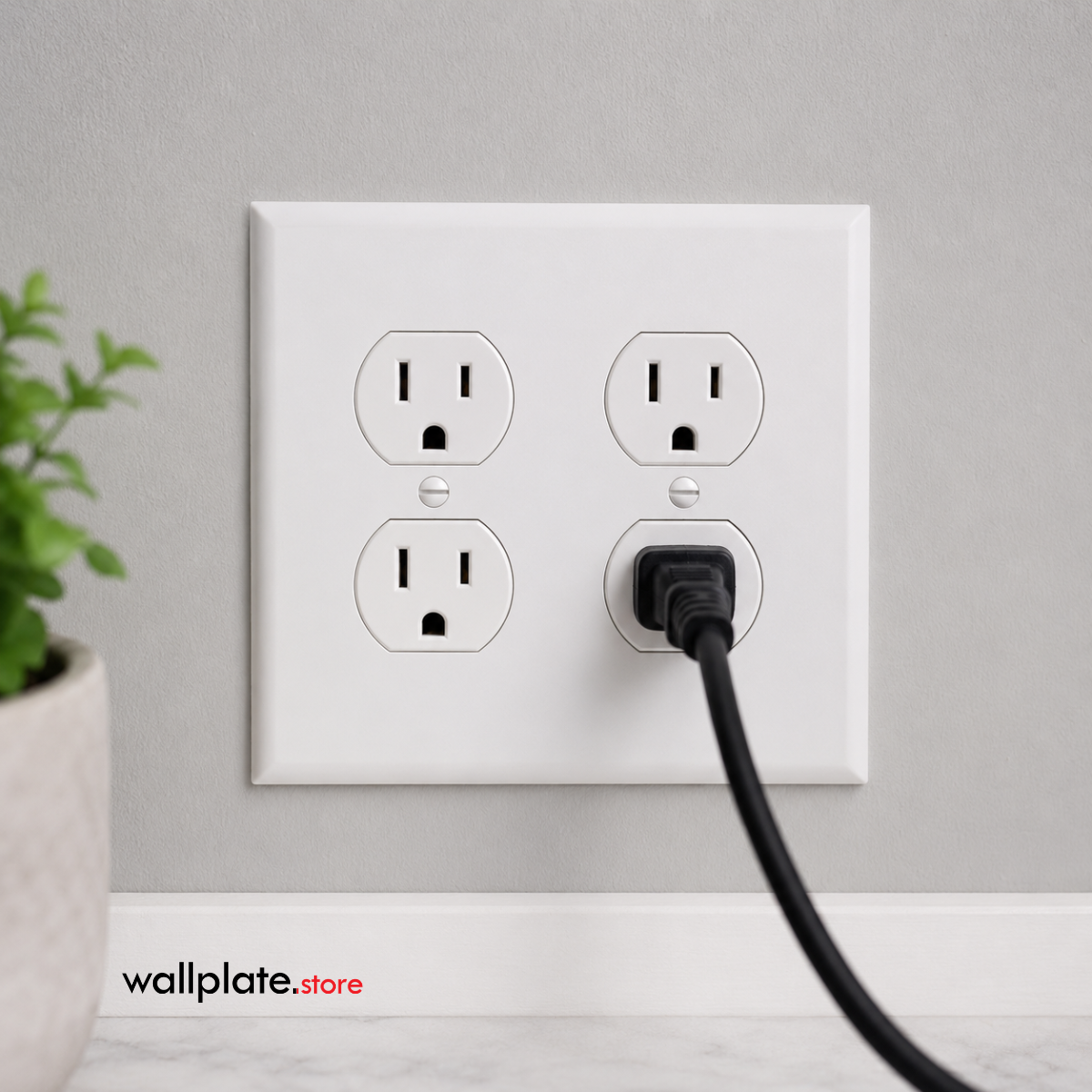 2 Gang White Metal Duplex Receptacle Wall Plate
