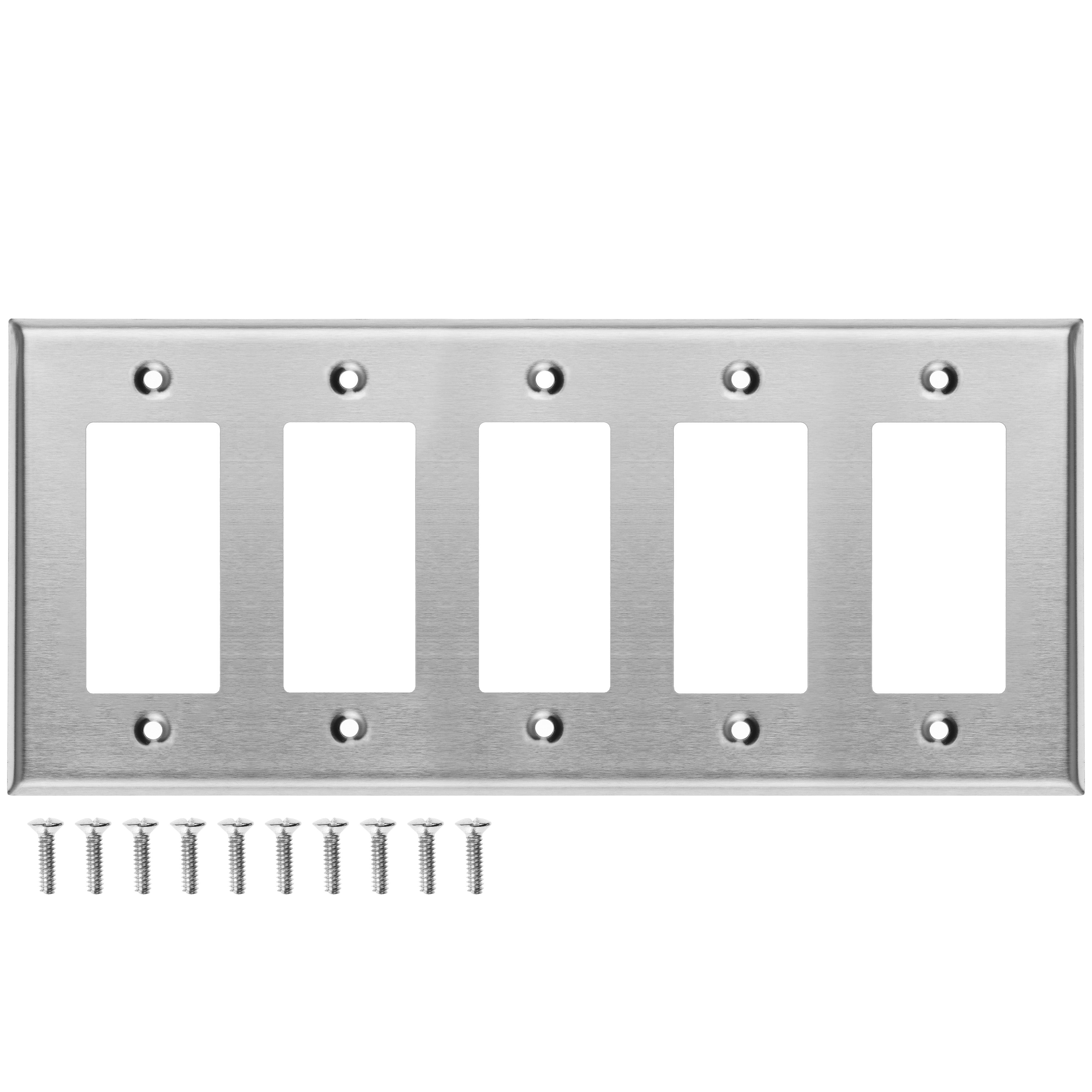 5 Gang Stainless Steel Decora Switch Wall Plate Cover