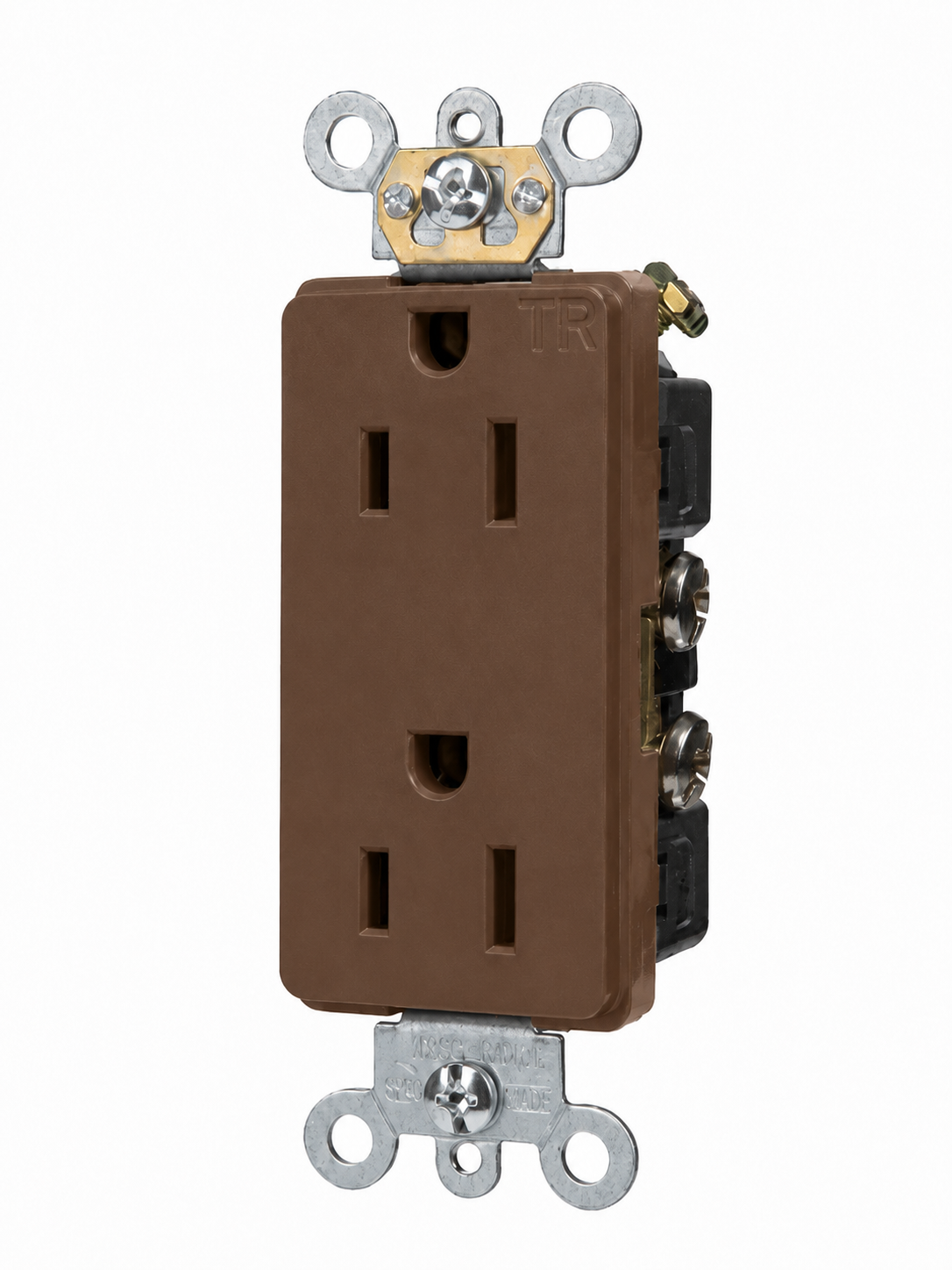 Brown, Tamper Resistant Decorator Duplex Receptacle, 15A-125V