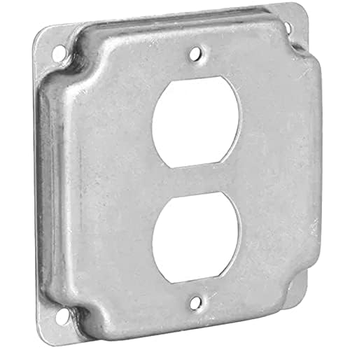 4 inch Square Galvanized Steel Duplex Receptacle Electrical Box Cover