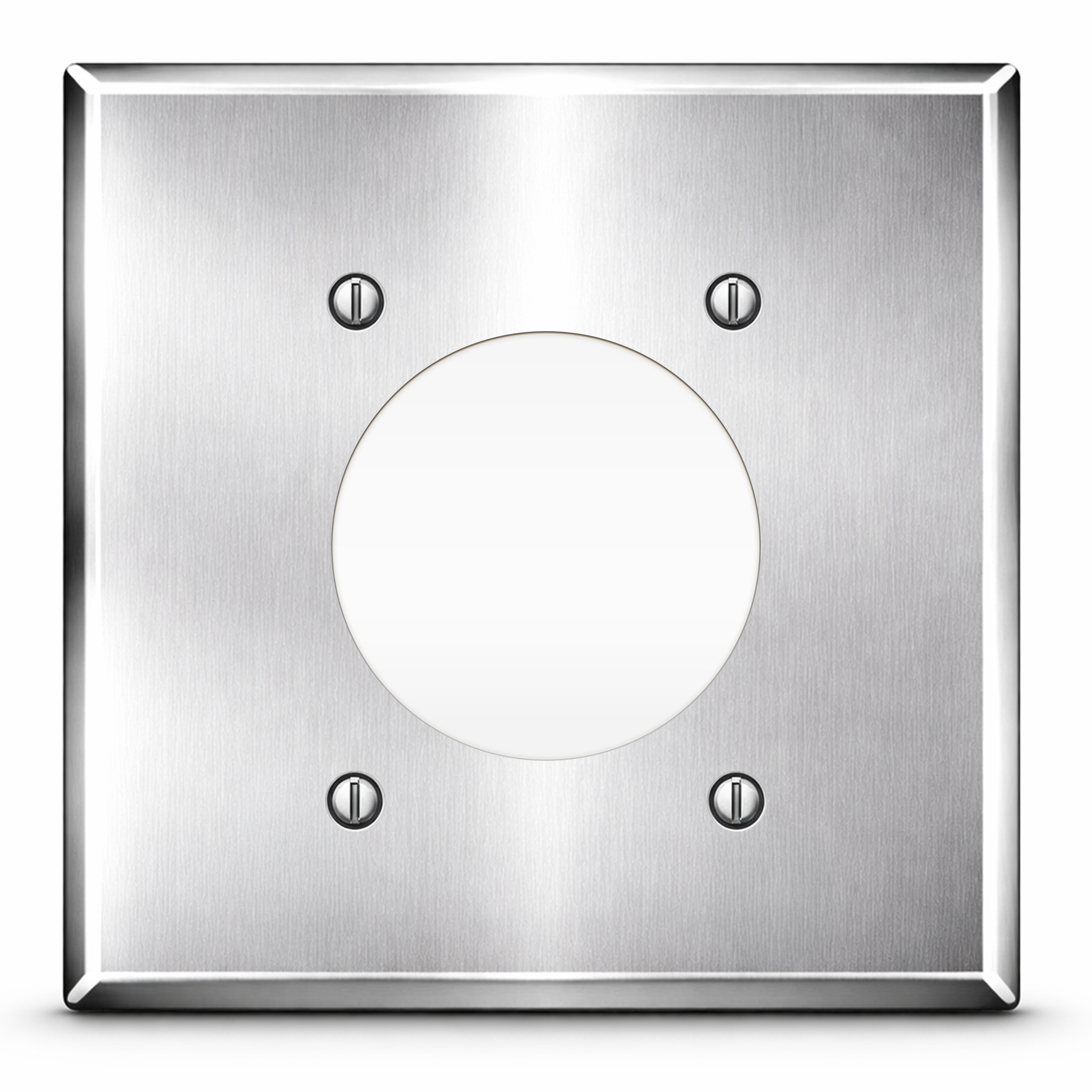 2 Gang Stainless Steel Dryer Wall Plate, Single Hole Receptacle Outlet Cover | Made in USA