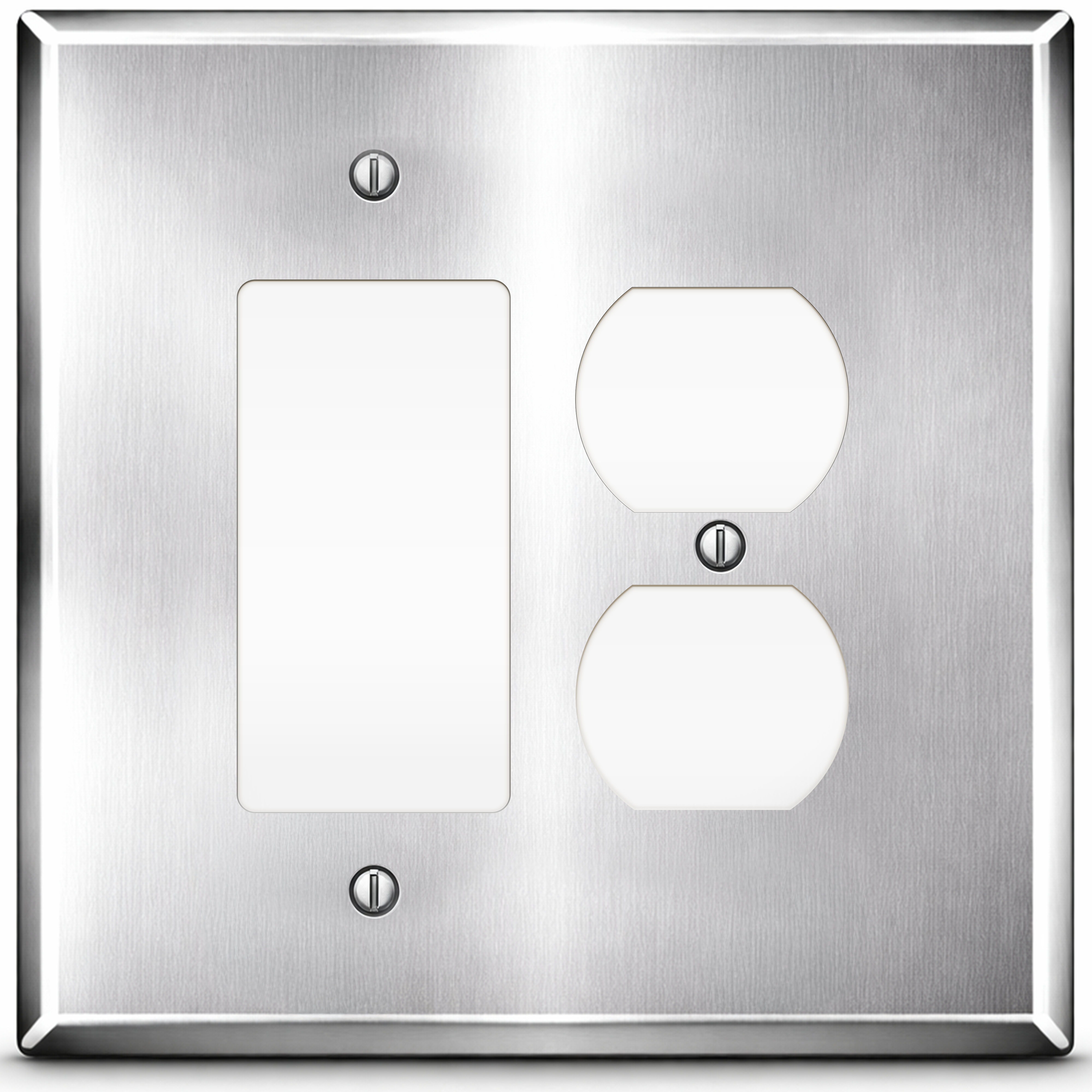 2 Gang Oversized Jumbo Stainless-Steel Duplex / Rocker Switch Plate - Made in USA