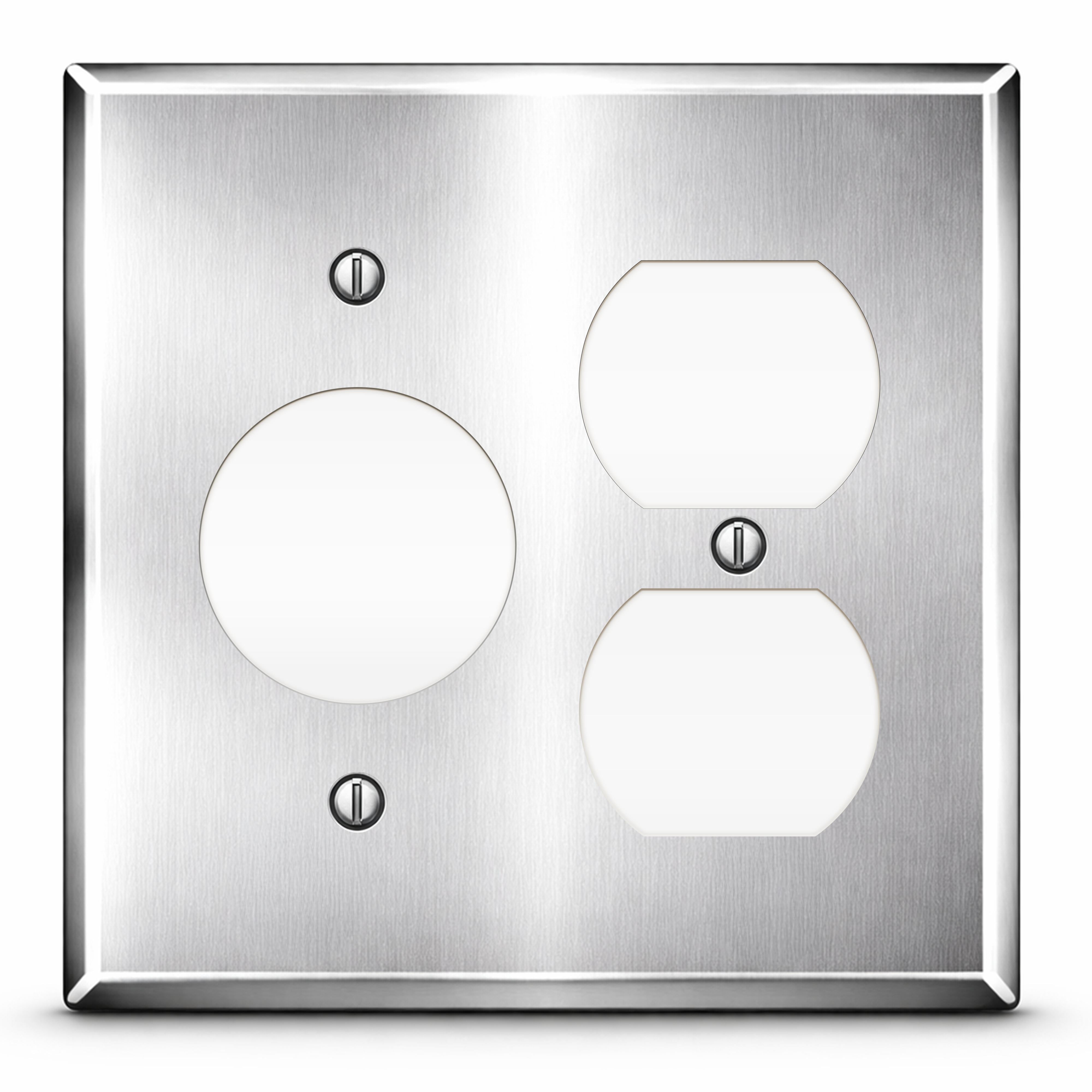 2-Gang with (1) Duplex (1) Single Receptacle Opening (1.405 in. ID), Standard Size, Stainless Steel Wallplate