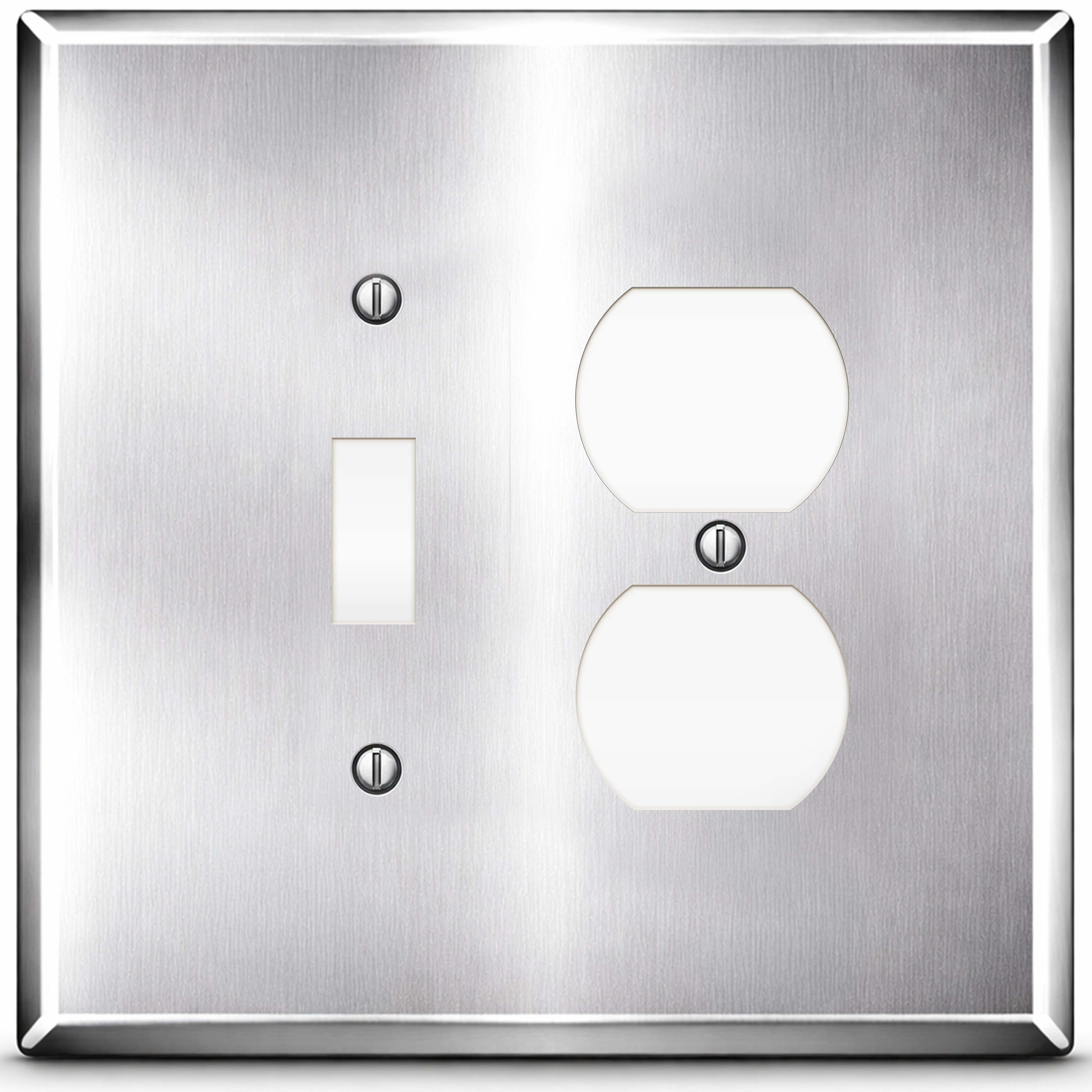 2 Gang Oversized Stainless Steel Duplex / Toggle Switch Plate - Made in USA