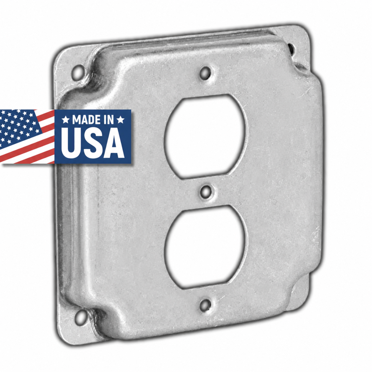 4 inch Square Galvanized Steel Duplex Receptacle Electrical Box Cover
