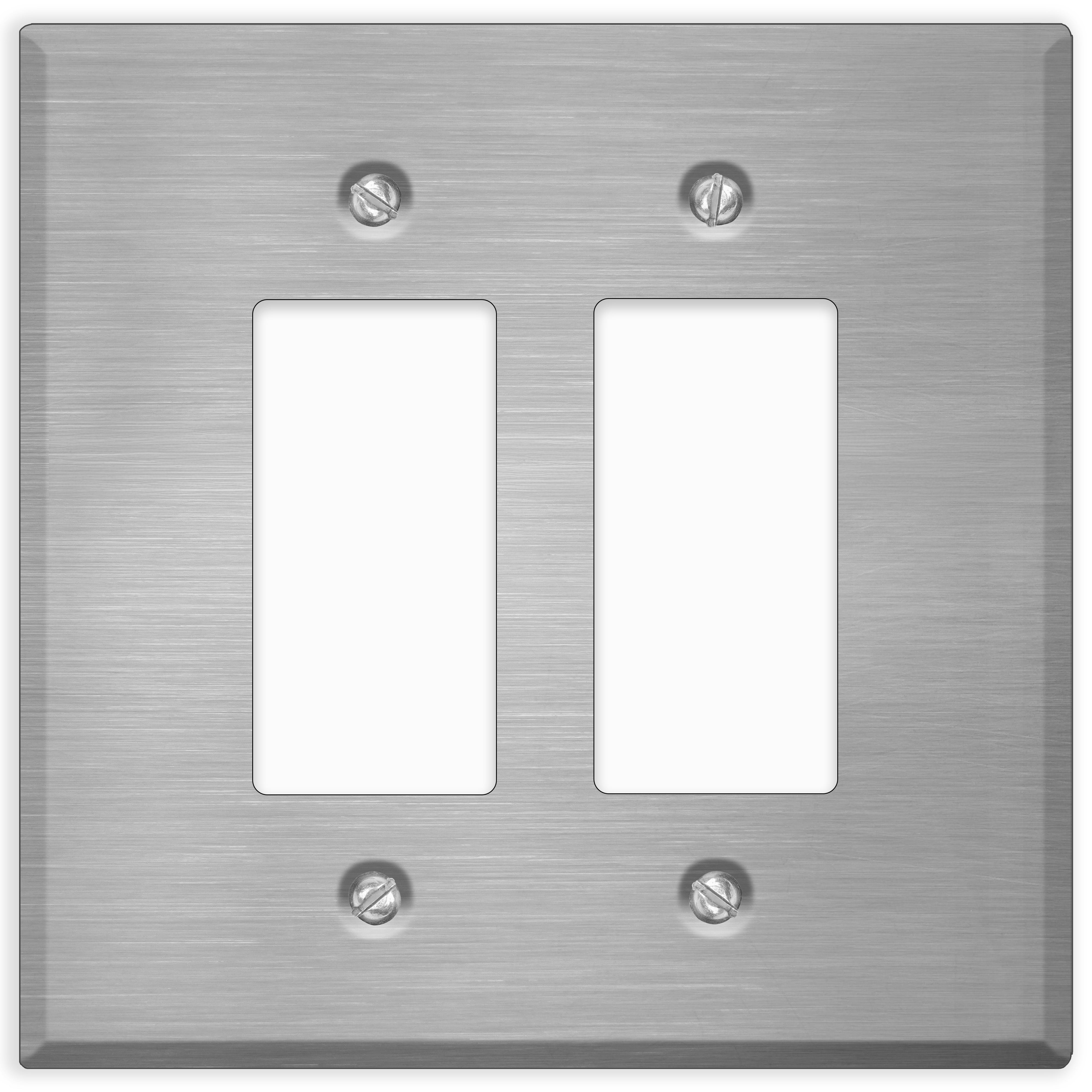 2 Gang Oversized Stainless Steel Rocker Switch Cover