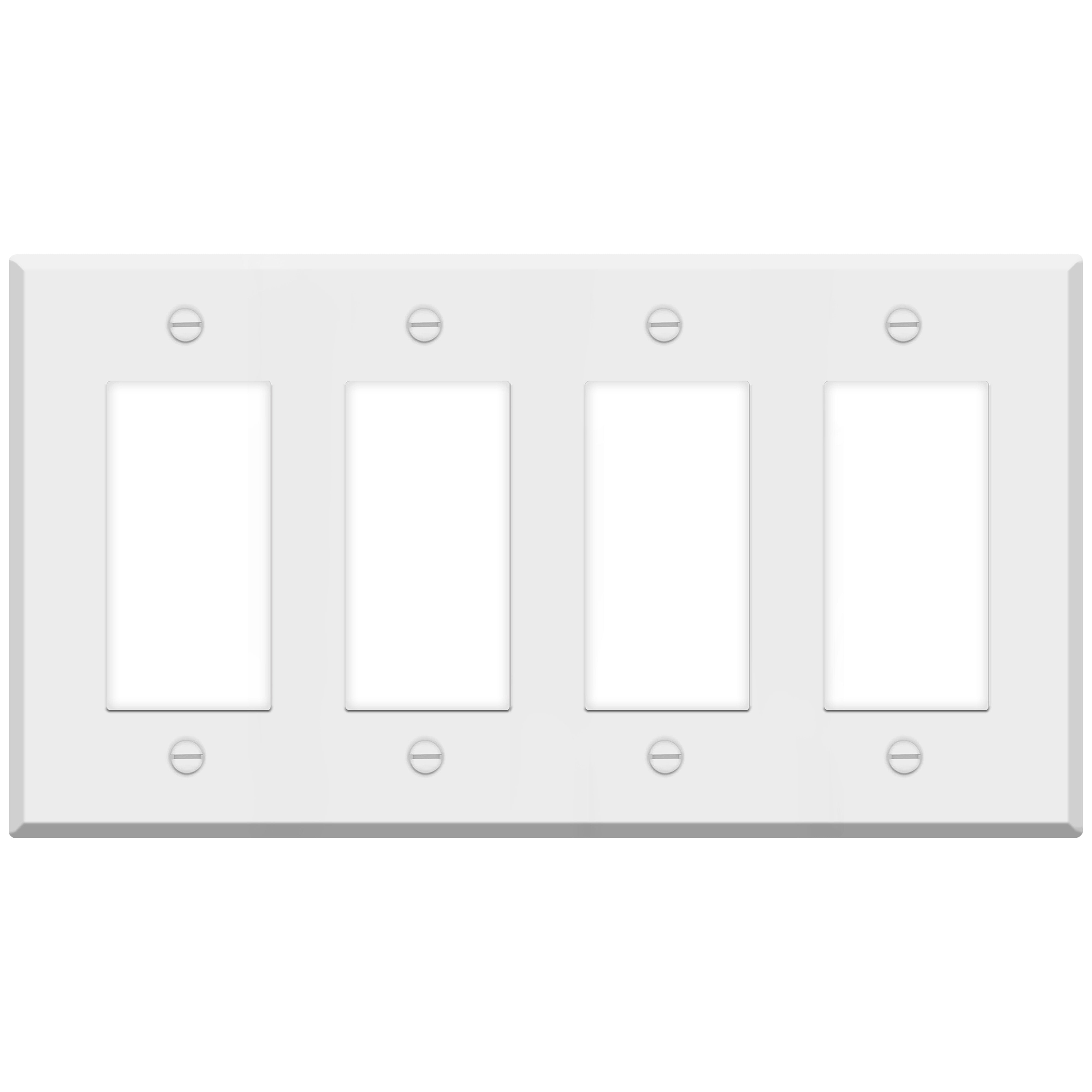 4 Gang White Metal Rocker Switch Wall Plate