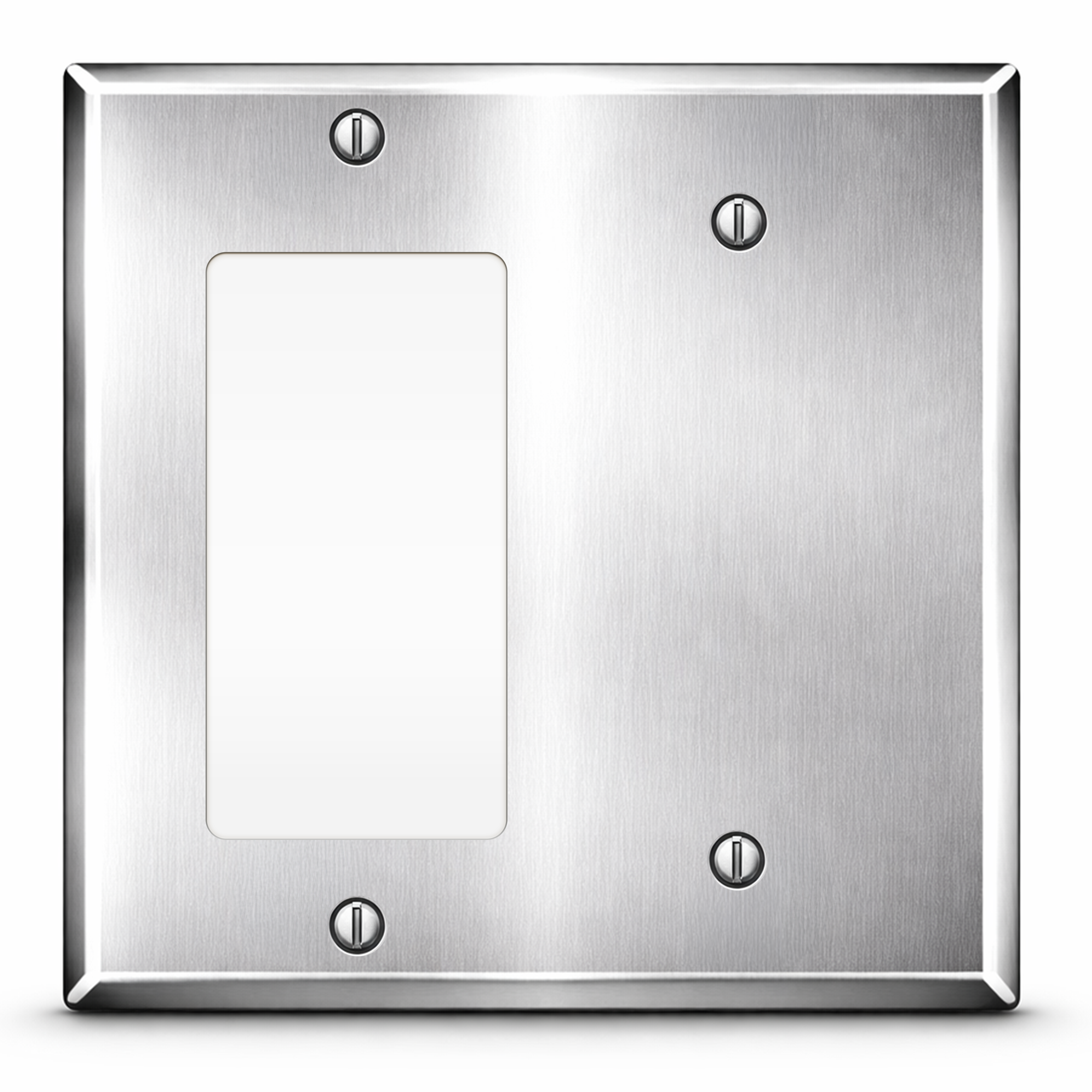 2 Gang Stainless Steel Combination Rocker Switch and Blank Wall plate