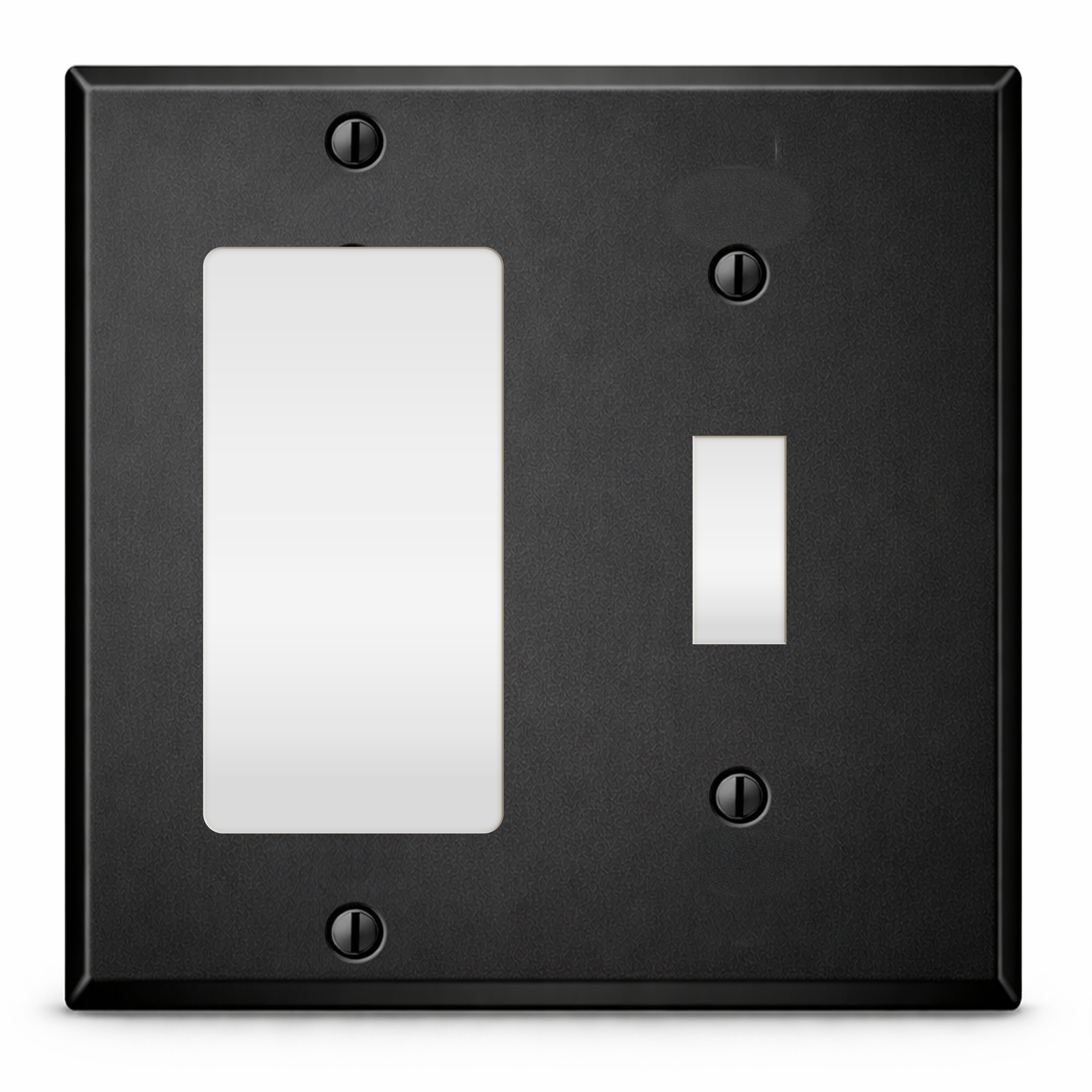 2 Gang with toggle and GFI, Standard size, Black painted metal wallplate