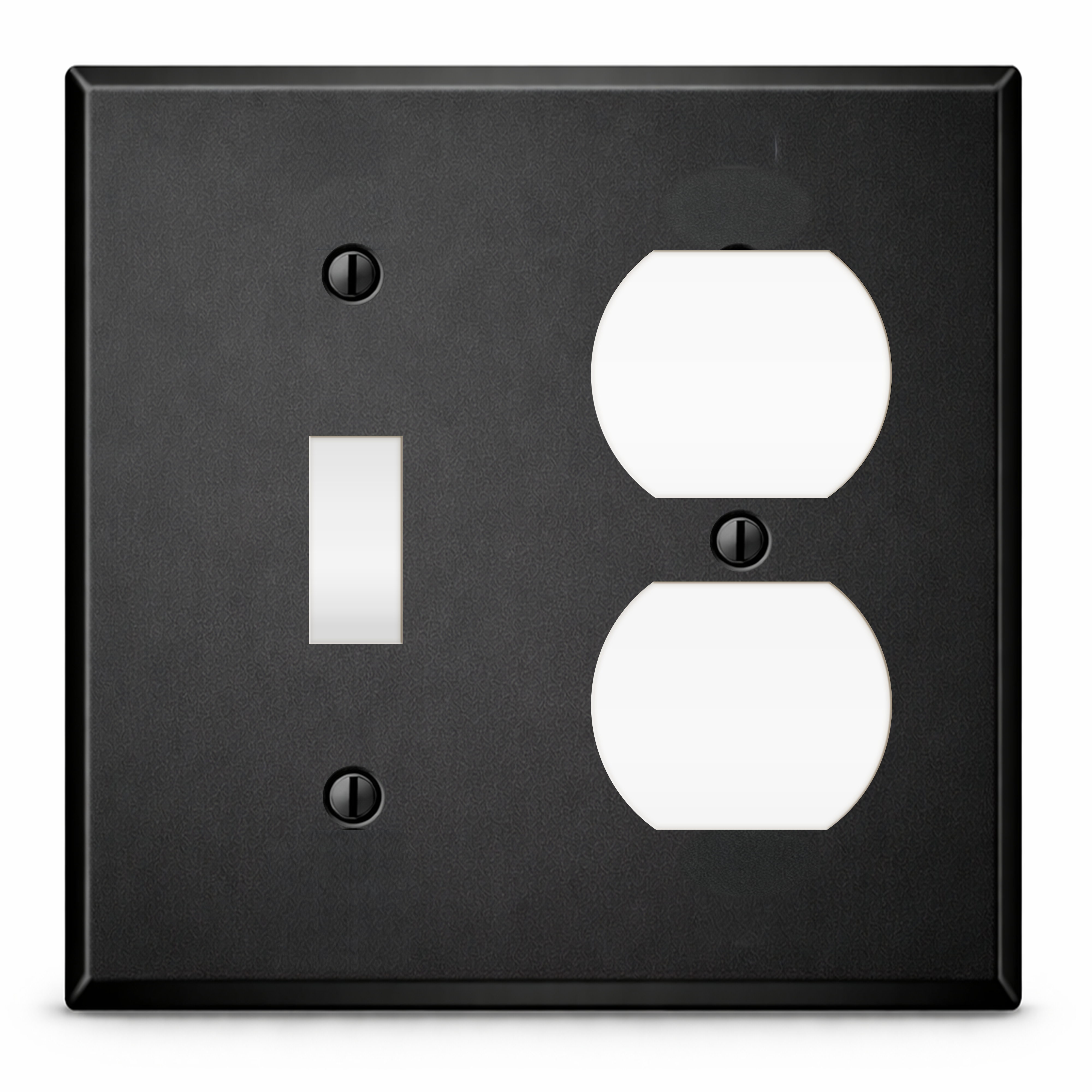 2-Gang with Toggle and Duplex, Standard Size, Black Painted Metal Wallplate