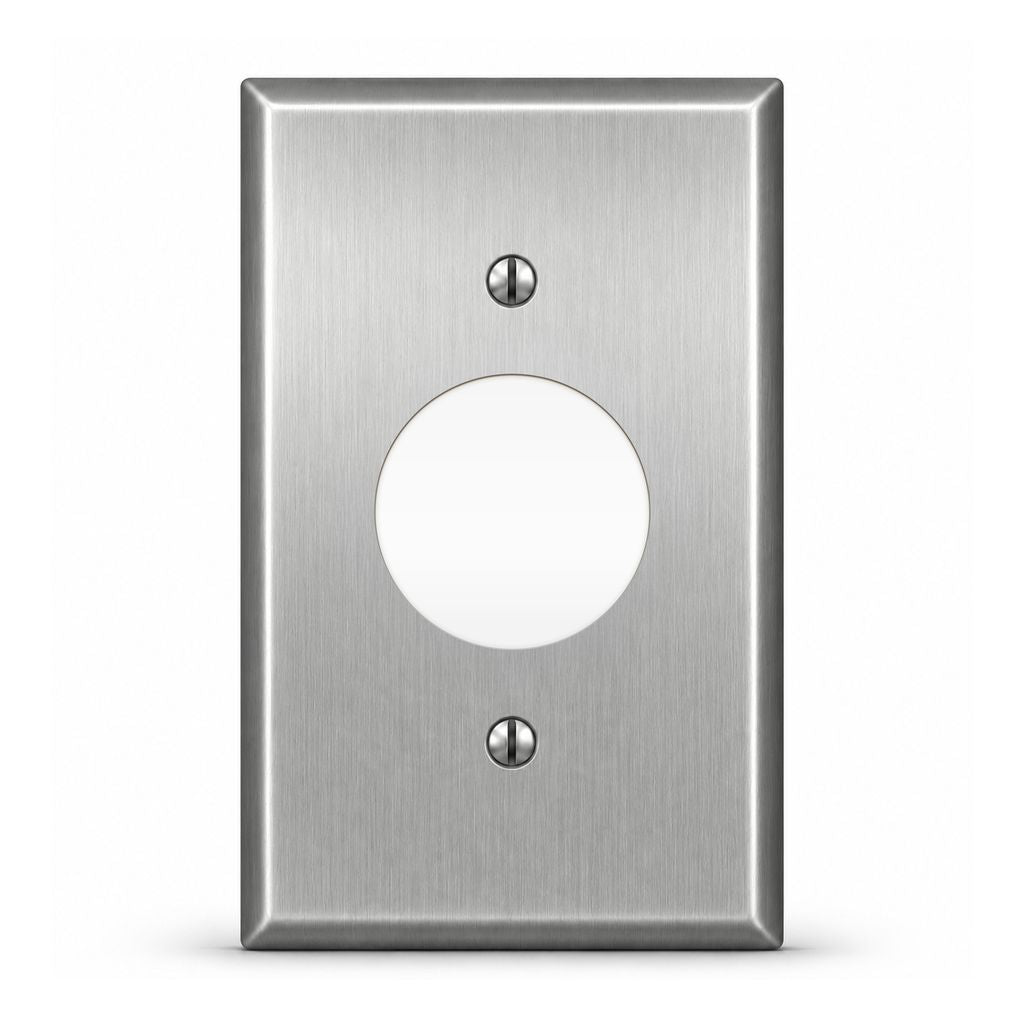 1-gang with single receptacle opening (1.405 in.), standard size, metallic finish wallplate